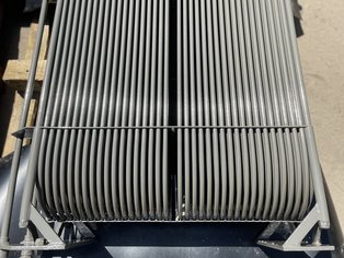 Detailed view on a box cooler after lifecycle enhancement including cleaning, blasting and re-coating on site