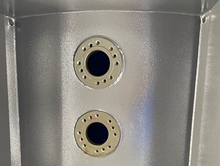 Spill Box with flanges only coated with cold cured SÄKATONIT Extra AR for the protection against chemical and mechanical attacks, Si 14 E lining on the inside