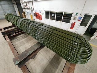 General view of a U Tube Bundle shellside coated after assembly with Si 14 E 