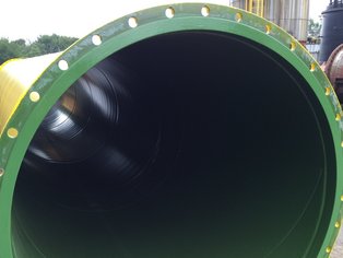 Inside view of the Duct segment of a Fume Gas Duct, lined with Si 14 E